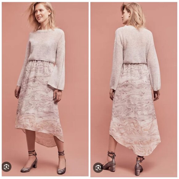 Anthropologie Dresses & Skirts - Anthropologie 2 pc Sweater Dress S NEW Alpaca Wool Swirl Print Midi